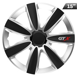 Hubcaps GTX carbon black / silver 15 , 4 pcs.