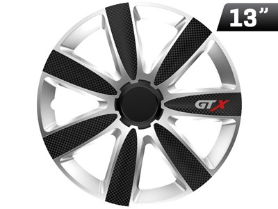 Wheel cover GTX carbon black / silver 13`` , 1 pc
