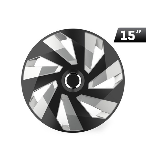 Kołpaki Vector RC black / silver 15 , 4 szt.
