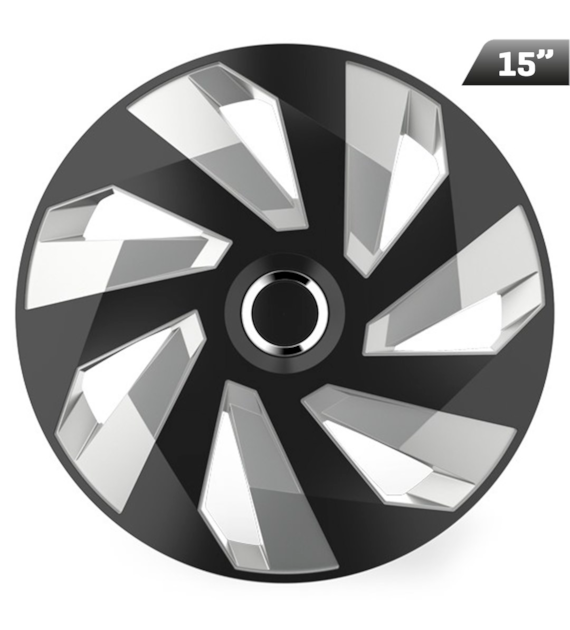Kołpaki Vector RC black / silver 15 , 4szt.