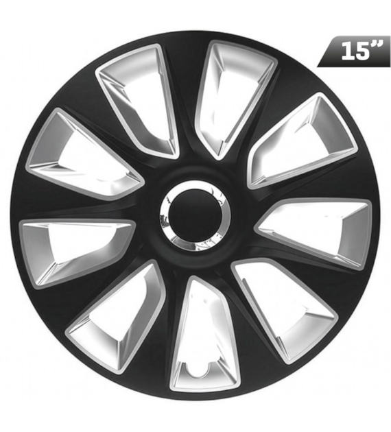 Radkappen Stratos RC black / silver 15 , 4 Stk.
