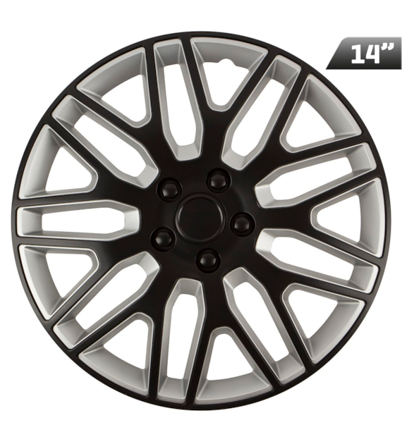 Enjoliveurs Dakar black / silver 14 , 4 pcs.