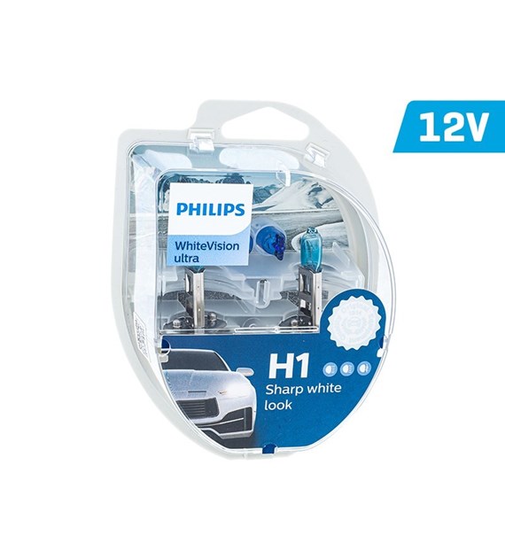 Bulbs PHILIPS H1 12V 55W P14,5s + W5W 12V 5W W21x9,5d WhiteVision ultra