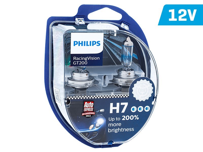 PHILIPS RacingVision GT200 H7 Halogen Bulbs +200% More Light