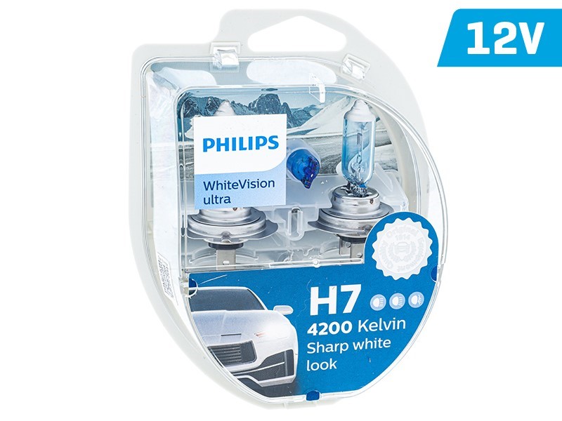 Bulbs PHILIPS H7 12V 55W PX26d + W5W 12V W21x9,5d WhiteVision ultra 4200K