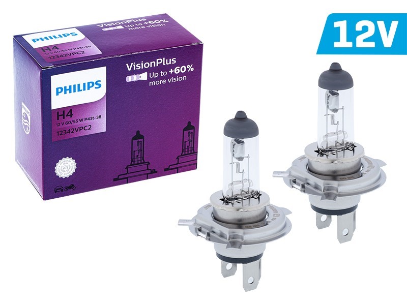 
Ampoules  PHILIPS H4 12V 60/55W P43t VisionPlus +60% 