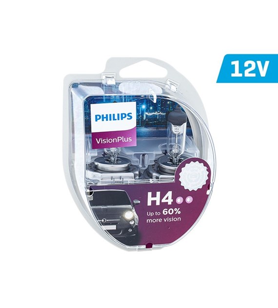 Żarówki PHILIPS H4 12V 60/55W P43t VisionPlus +60%