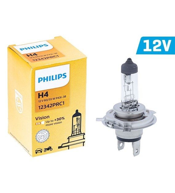 Bulb PHILIPS H4 12V 60/55W P43t Vision +30%