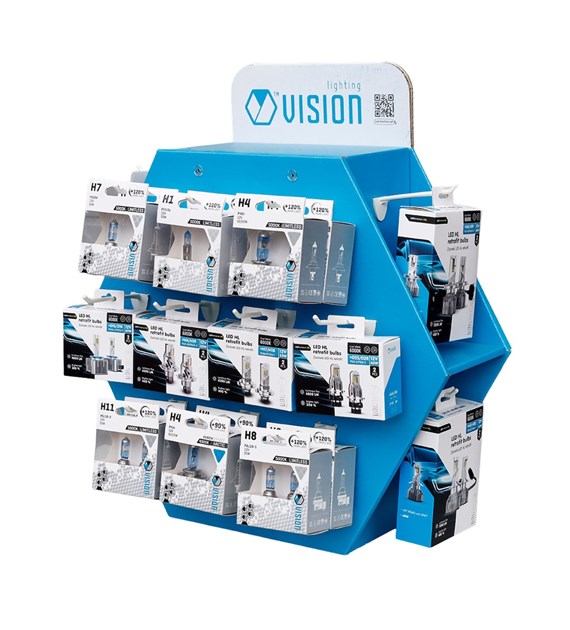 Pakiet 16 żarówek VISION + ekspozytor tekturowy 14 haków