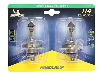 Ampoule MICHELIN H4 12V 60/55W P43T Extra Long Life +130% Double Pack