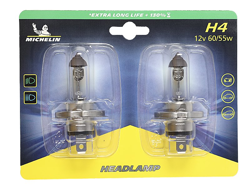 Bulb MICHELIN H4 12V 60/55W P43T Extra Long Life +130% Double Pack