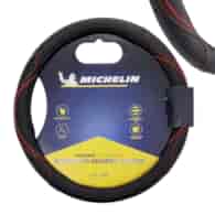 MICHELIN Pokrowiec na kierownicę  M  36,8-39,4 cm, czarny-czerwona nitka