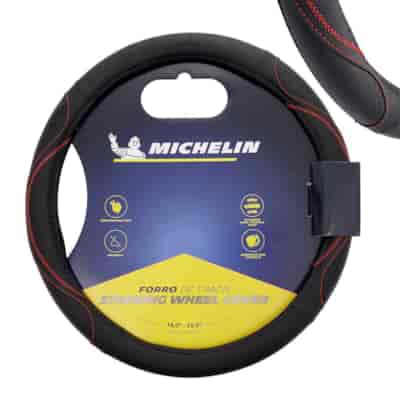 MICHELIN Pokrowiec na kierownicę  M  36,8-39,4 cm, czarny-czerwona nitka
