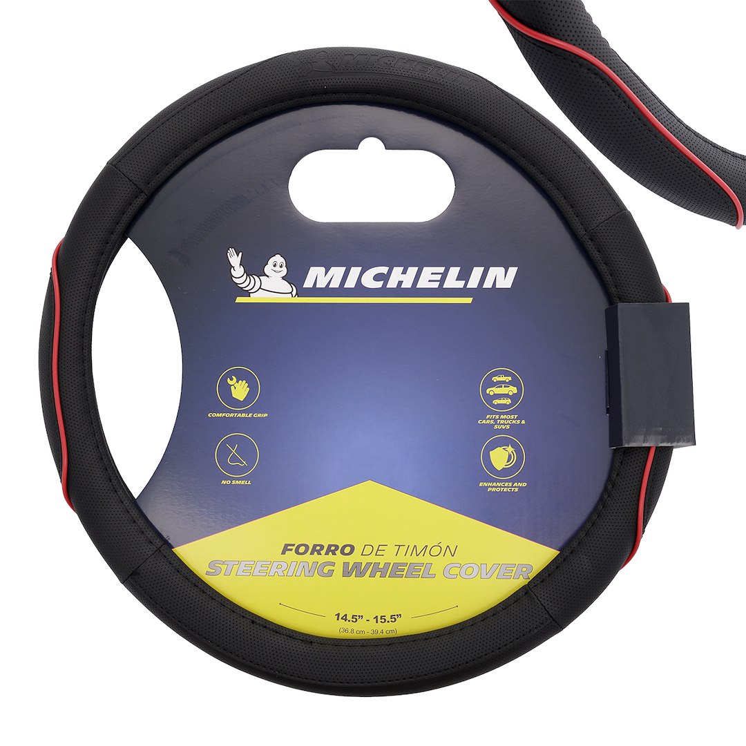 MICHELIN Steering wheel cover "M" 36,8-39,4 cm, black and red