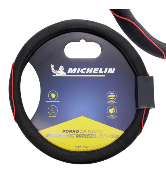 MICHELIN Pokrowiec na kierownicę  M  36,8-39,4 cm, czarno-czerwony